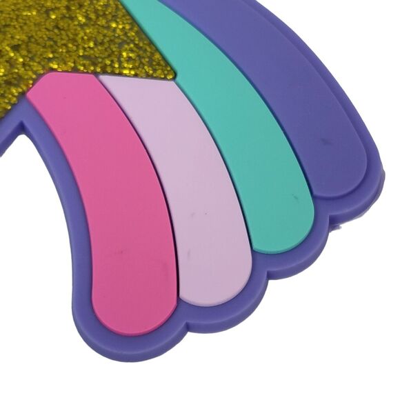 Rainbow Keychain Star Gold‎ Purple Pink Blue Gold Glitter Retro 80s 70s Gift - Picture 3 of 4